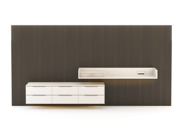 LANDFORM - Wall-mounted wood veneer storage wall with secretary desk by Stylish Club - view 2
